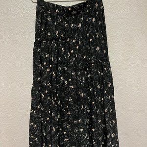 Black floral maxi skirt